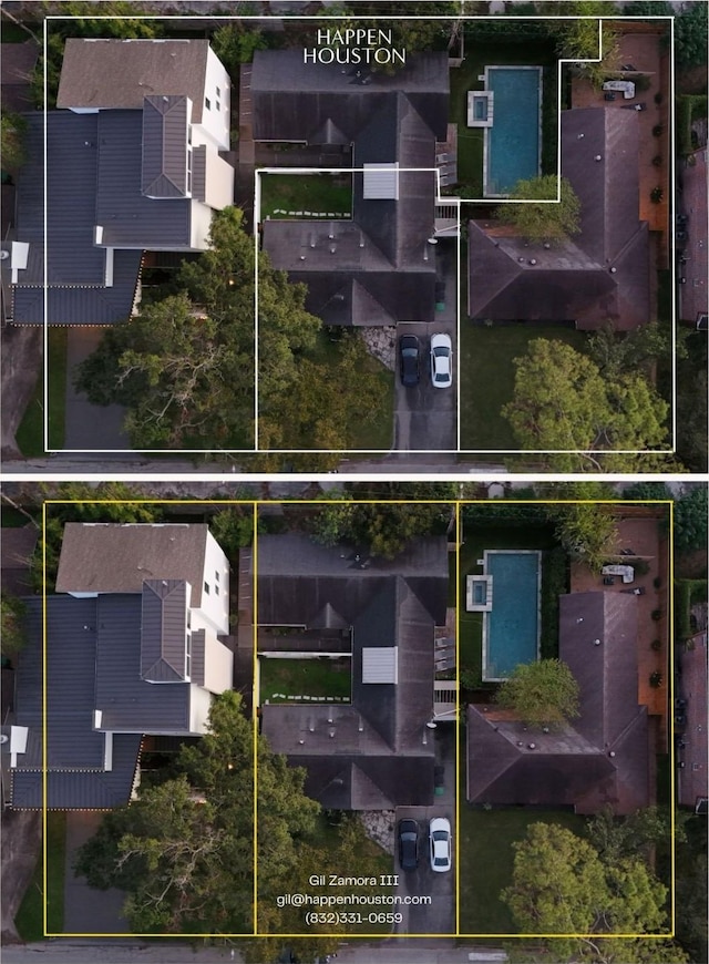 2023 Du Barry Ln, Houston, TX 77018 - aerial map of property and surrounding area with property parcel outlined