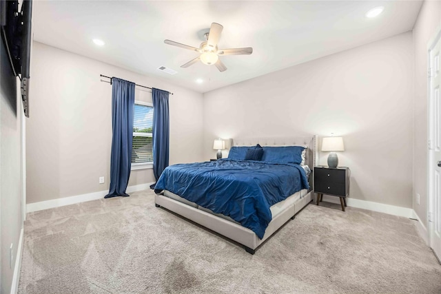 5023 Mallow St A/B, Unit A/B Houston, TX 77033 - carpeted bedroom with baseboards, a ceiling fan, and recessed lighting