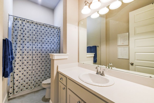 2176 Rope Maker Rd, Conroe, TX 77384 - full bath with a shower with shower curtain, toilet, vanity, and tile patterned flooring