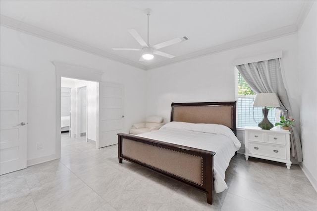 1314 Briar Cliff St, Conroe, TX 77385 - bedroom with ornamental molding, baseboards, and a ceiling fan