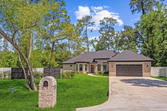 1314 Briar Cliff St, Conroe, TX 77385 - view of front facade with brick siding, driveway, a garage, and a shingled roof