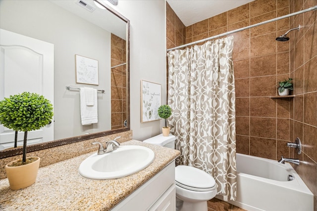 10114 Logan Grove Ct, Conroe, TX 77302 - full bathroom featuring shower / bath combo with shower curtain, vanity, and toilet