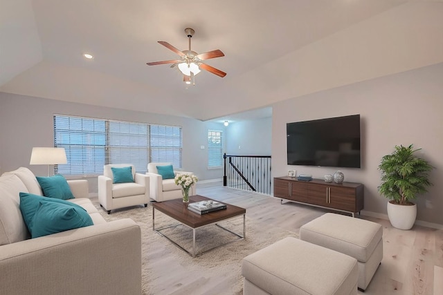 18306 S Austin Shore Dr, Cypress, TX 77433 - living area with light wood-style flooring, a ceiling fan, baseboards, and recessed lighting