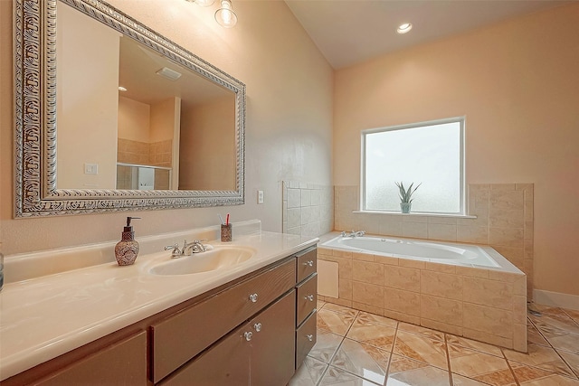 1241 Terrazas Ln, Sealy, TX 77474 - full bath with vanity, a bath, and a shower stall