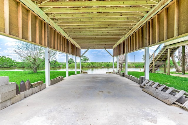 171 County Road 299, Sargent, TX 77414 - view of patio / terrace featuring a water view and stairway