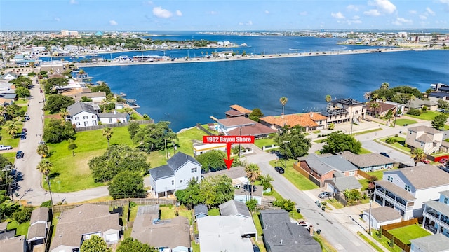 1902 Bayou Shore Dr, Galveston, TX 77551 - aerial perspective of suburban area with a nearby body of water