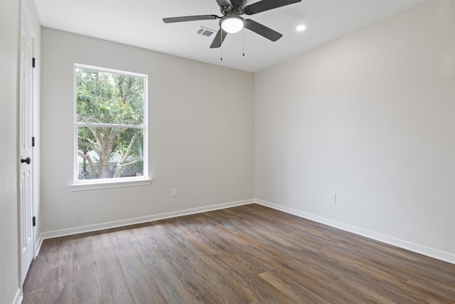1214 Sabine Brook Way, Houston, TX 77073 - empty room featuring dark wood-style floors, a ceiling fan, baseboards, and recessed lighting