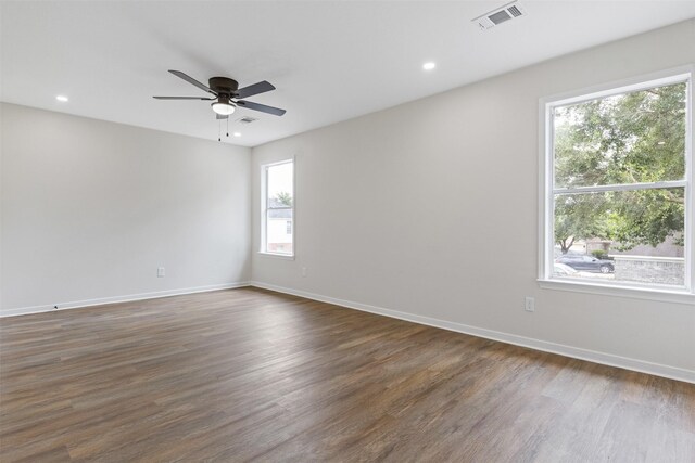 1214 Sabine Brook Way, Houston, TX 77073 - spare room with a ceiling fan, dark wood finished floors, baseboards, and recessed lighting