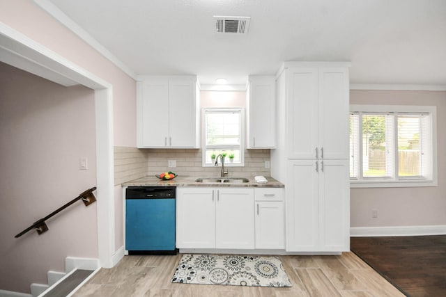 129 E 6th St, Deer Park, TX 77536 - kitchen with dishwasher, a sink, plenty of natural light, and white cabinetry