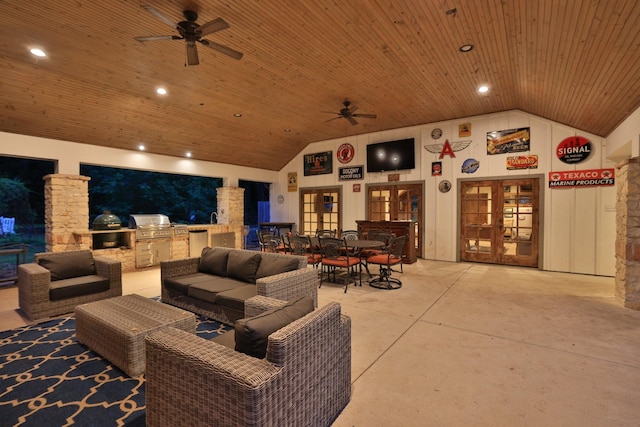 23025 Jane Rd, Tomball, TX 77377 - view of patio with area for grilling, ceiling fan, and an outdoor hangout area
