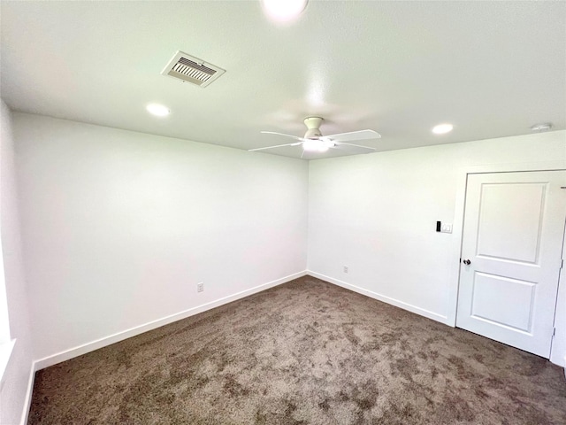 803 Hackberry St, Stafford, TX 77477 - unfurnished room featuring dark carpet, ceiling fan, baseboards, and recessed lighting