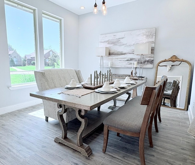 55 Ruskin Dr W, Montgomery, TX 77356 - dining space with wood finished floors, baseboards, and recessed lighting