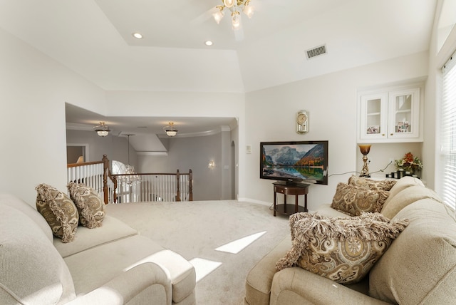 6510 Hoads Deuce Ct, Spring, TX 77379 - carpeted living area featuring baseboards, ceiling fan, and recessed lighting