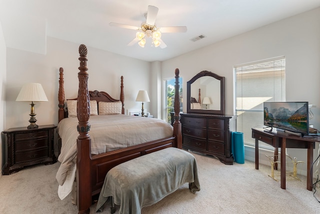 6510 Hoads Deuce Ct, Spring, TX 77379 - bedroom featuring light carpet and a ceiling fan