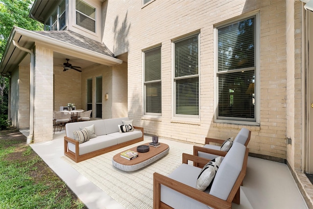 6510 Hoads Deuce Ct, Spring, TX 77379 - view of patio / terrace featuring an outdoor living space, a ceiling fan, and outdoor dining area
