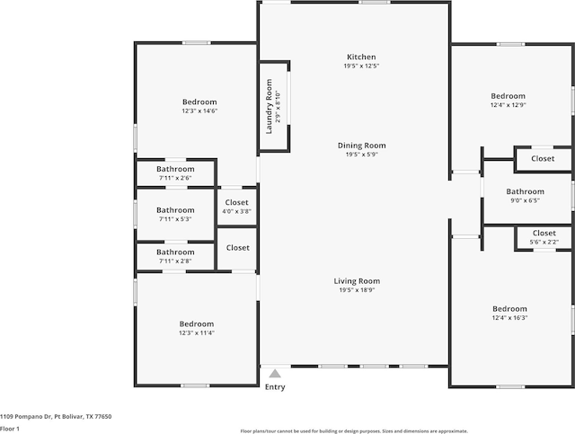1109 Pompano Dr, Crystal Beach, TX 77650 - home floor plan