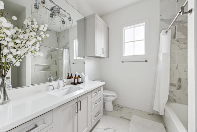 2224 N Blvd, Houston, TX 77098 - full bathroom with marble finish flooring, healthy amount of natural light, toilet, and vanity
