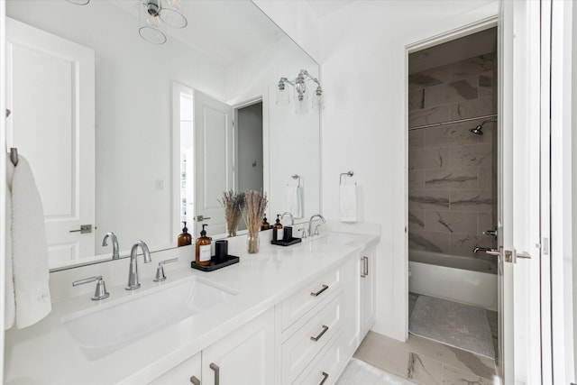 2224 N Blvd, Houston, TX 77098 - full bath featuring marble finish floors, double vanity, and washtub / shower combination