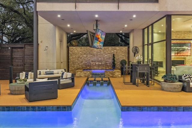4002 Chatham Ln, Houston, TX 77027 - view of pool featuring outdoor lounge area, a patio area, and a hot tub