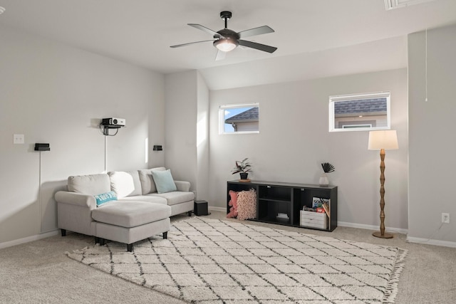 13110 Mid Stocket Dr, Humble, TX 77346 - carpeted living area with a ceiling fan and baseboards