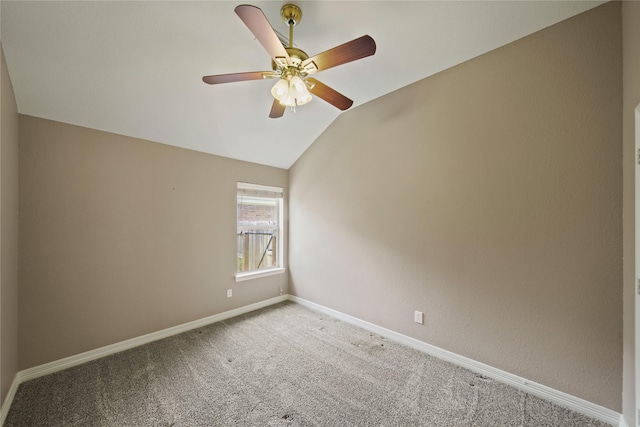 1928 Cypress Ln, Dayton, TX 77535 - spare room with carpet floors, vaulted ceiling, baseboards, and ceiling fan