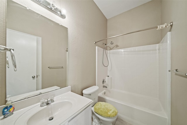 1928 Cypress Ln, Dayton, TX 77535 - full bath featuring toilet, vanity, bathtub / shower combination, and a textured wall