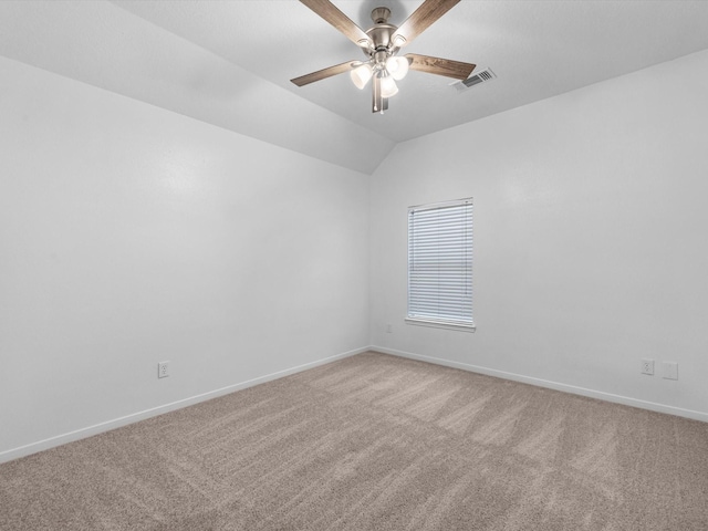 126 Oryan Ct, Houston, TX 77015 - spare room featuring light carpet, a ceiling fan, baseboards, and vaulted ceiling
