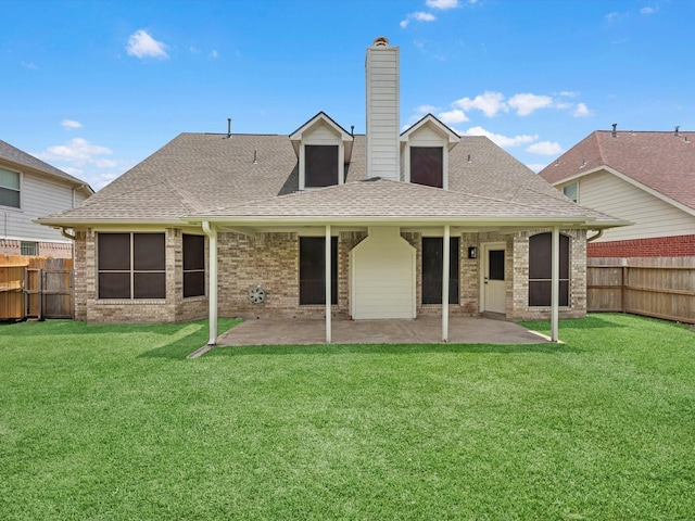 126 Oryan Ct, Houston, TX 77015 - rear view of house with a chimney, a patio, and roof with shingles