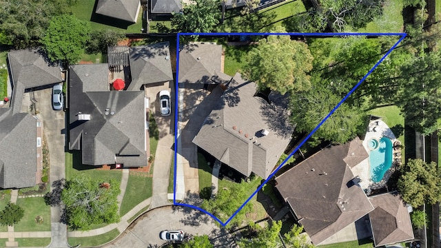 14902 Autumnvale Ln, Cypress, TX 77429 - aerial perspective of suburban area with property boundaries highlighted and a pool area