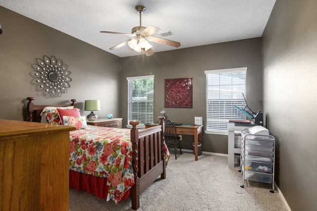 12127 Via San Rocco Ct, Cypress, TX 77429 - bedroom featuring light colored carpet, baseboards, and ceiling fan