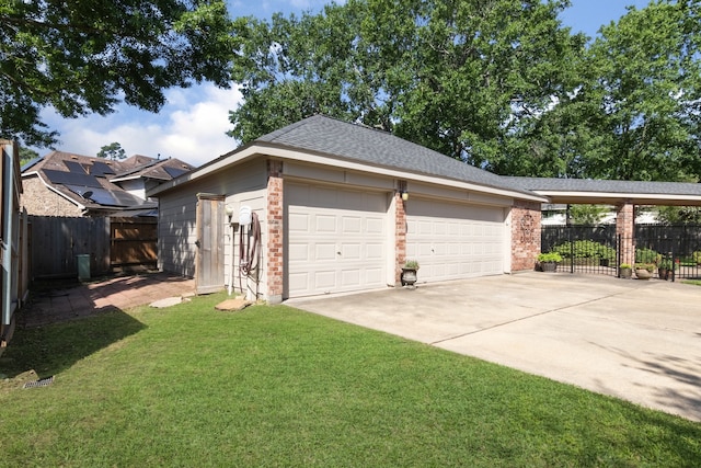 12127 Via San Rocco Ct, Cypress, TX 77429 - view of front facade with brick siding, driveway, an outdoor structure, a garage, and roof with shingles