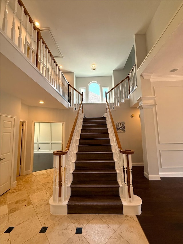 2810 Bright Trl, Sugar Land, TX 77479 - stairway with baseboards and recessed lighting