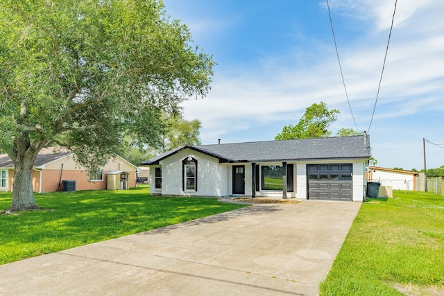 2735 County Road 208, Danbury, TX 77534 - view of front of property with an attached garage, driveway, brick siding, and cooling unit