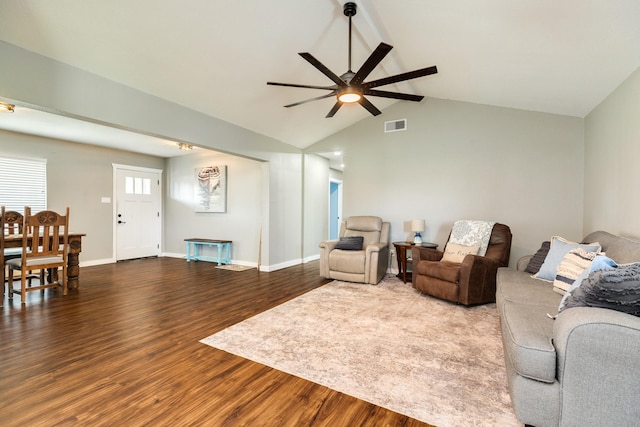 2735 County Road 208, Danbury, TX 77534 - living room featuring wood finished floors, ceiling fan, and baseboards