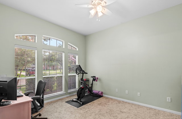 14123 Sherburn Manor Dr, Cypress, TX 77429 - office space featuring carpet, ceiling fan, and baseboards