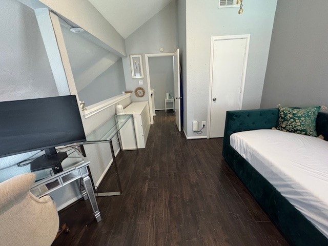 2211 S Kirkwood Rd Unit 1, Houston, TX 77077 - bedroom with lofted ceiling and wood finished floors