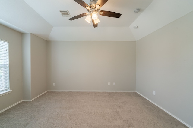 20107 Louetta Crossing Dr, Spring, TX 77388 - spare room with light colored carpet, plenty of natural light, a ceiling fan, lofted ceiling, and baseboards
