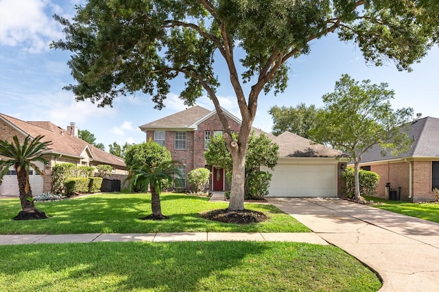 3118 Pheasant Trail Dr, Sugar Land, TX 77498 - view of front of property featuring brick siding, driveway, a front yard, and an attached garage