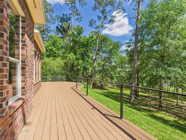 11628 King Edward Ct, Montgomery, TX 77316 - wooden terrace featuring view of scattered trees and a lawn