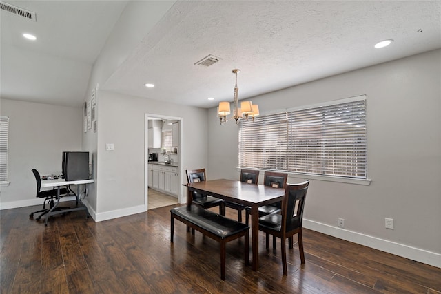 19411 Southaven Dr, Houston, TX 77084 - dining room featuring a chandelier, hardwood / wood-style flooring, baseboards, a desk, and recessed lighting