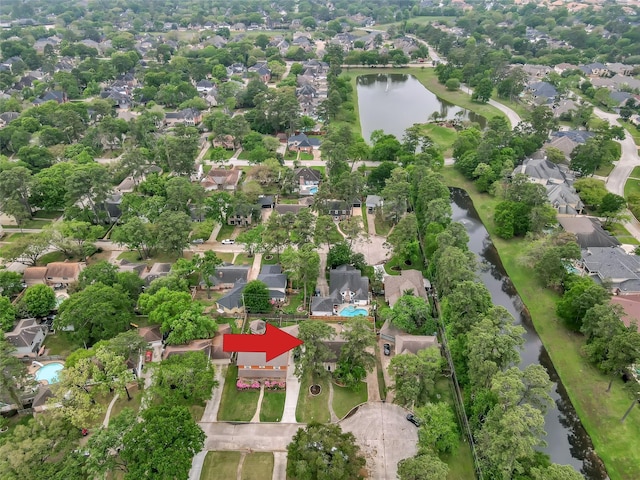 16419 Fox Crossing Ln, Spring, TX 77379 - aerial view of property's location featuring a nearby body of water and nearby suburban area