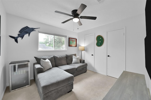 16419 Fox Crossing Ln, Spring, TX 77379 - living area with light carpet and a ceiling fan