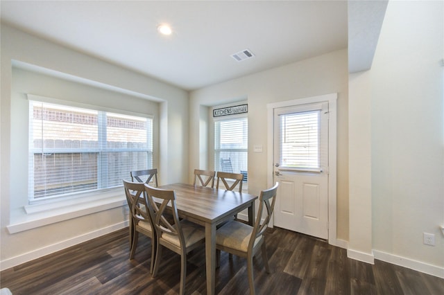 3033 Myrtle Sunset Dr, Katy, TX 77493 - dining area featuring baseboards, dark wood-style flooring, and recessed lighting