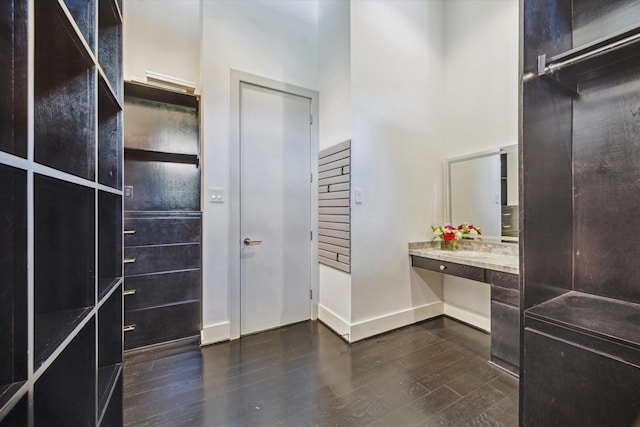5430 Judalon Ln, Houston, TX 77056 - bathroom with wood finished floors, baseboards, and vanity