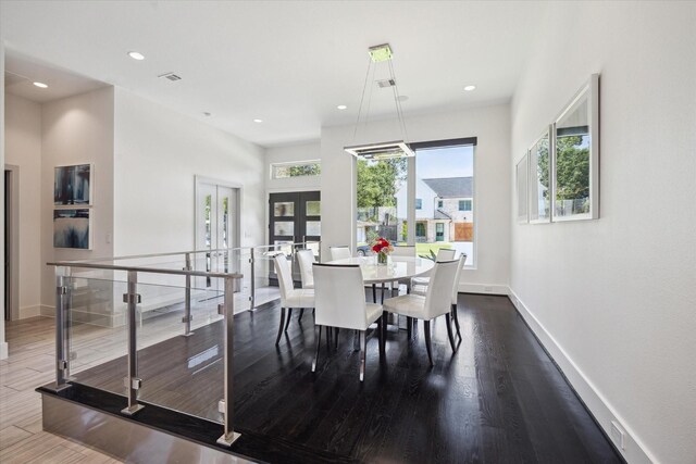 5430 Judalon Ln, Houston, TX 77056 - dining space with plenty of natural light, wood finished floors, french doors, and recessed lighting