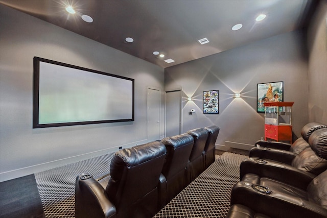 5430 Judalon Ln, Houston, TX 77056 - home theater with carpet floors, baseboards, and recessed lighting