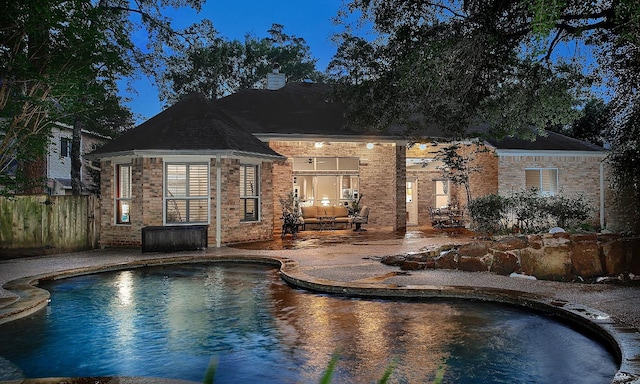 87 S Bluff Creek Cir, The Woodlands, TX 77382 - view of swimming pool with a patio and fence