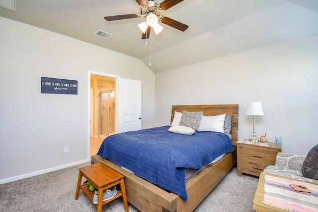 7303 Barrington Ridge Ln, Richmond, TX 77407 - carpeted bedroom featuring lofted ceiling, baseboards, and ceiling fan