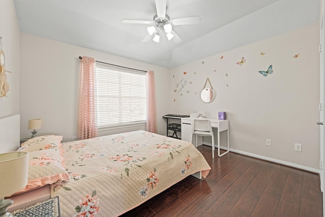 7103 Uther Ct, Spring, TX 77379 - bedroom featuring wood finished floors, baseboards, and a ceiling fan