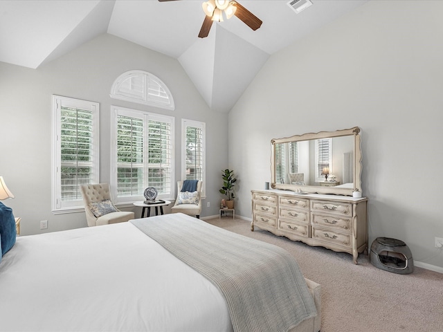 711 Summer Trace Ln, Richmond, TX 77406 - bedroom featuring lofted ceiling, light carpet, baseboards, and ceiling fan